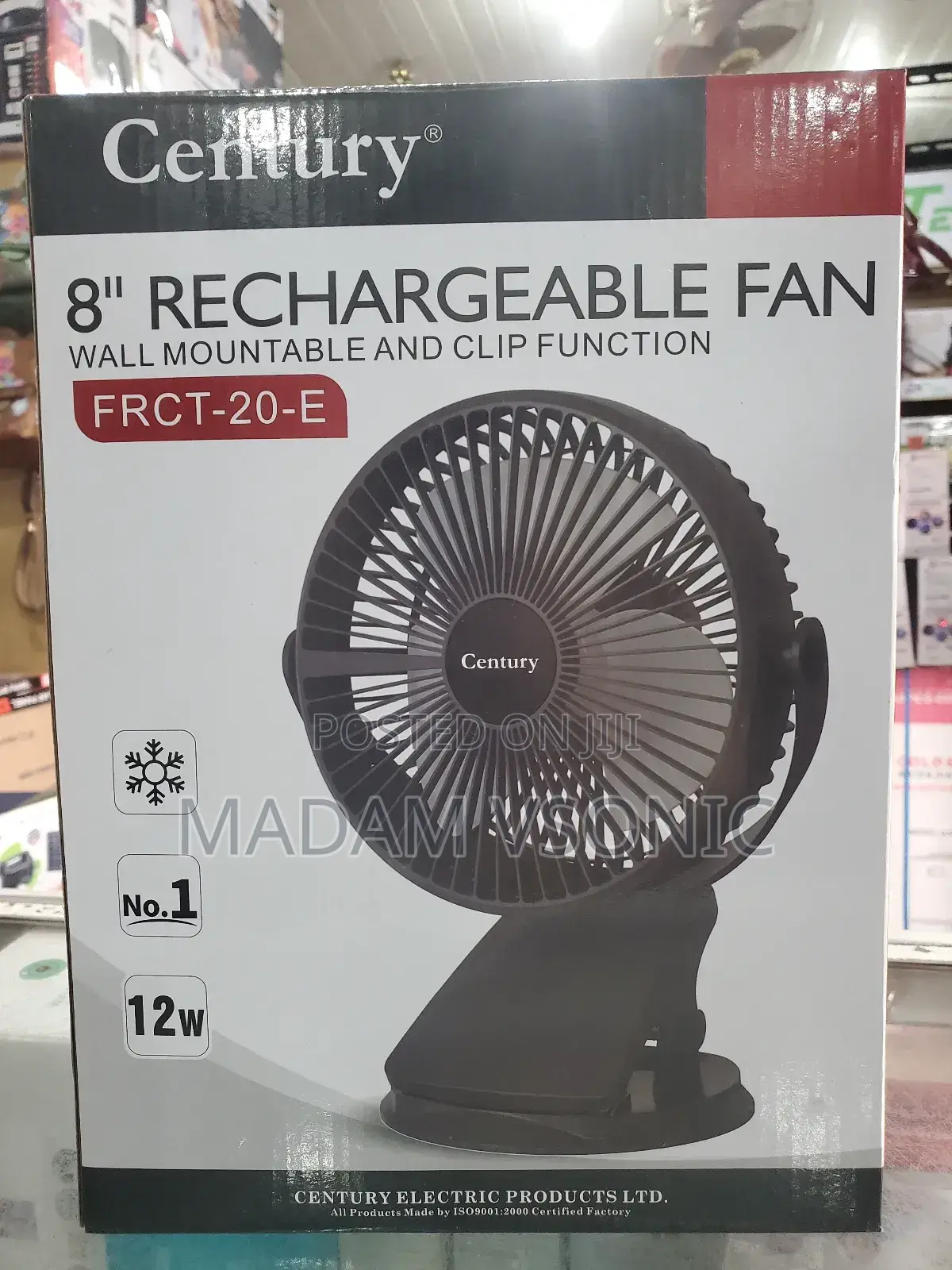Century 8" Rechargeable Desk Fan