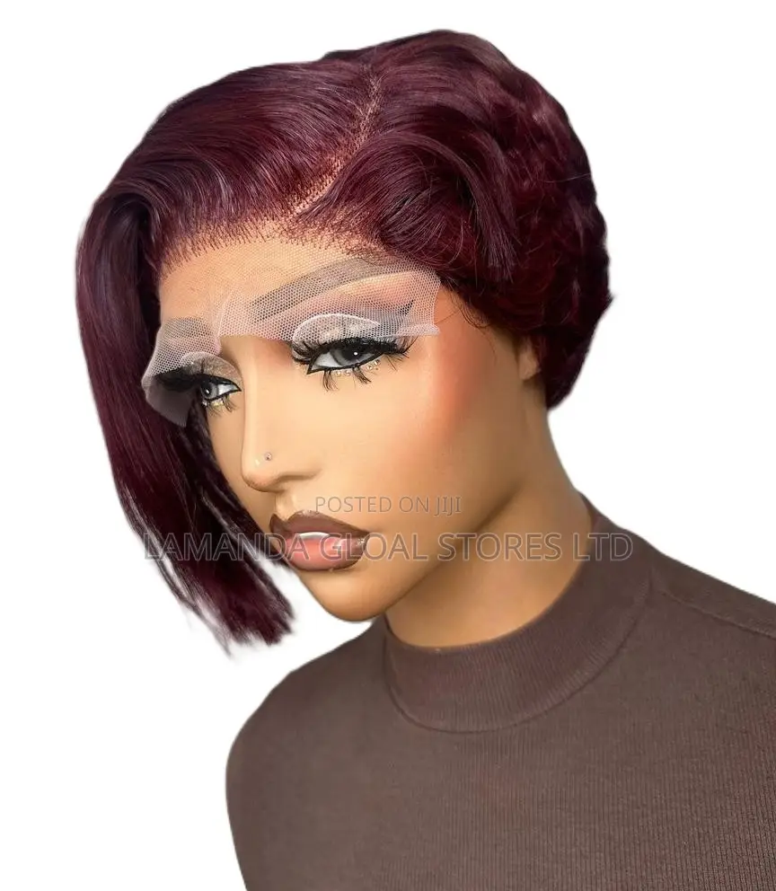 Short Wine Wig With 4 by 4 Closure