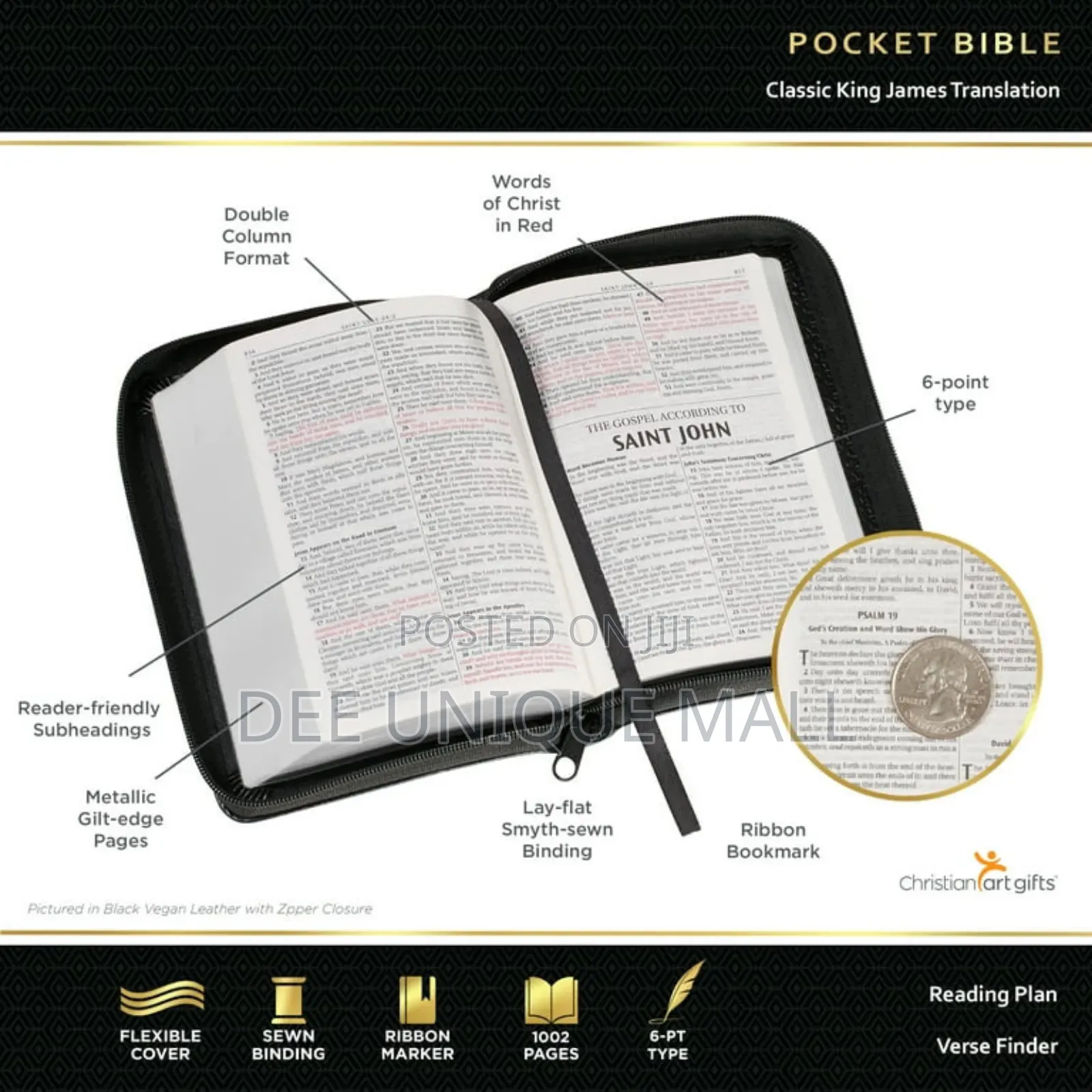 Mini Pocket Size, Faux Leather - Ribbon Marker, King James Version,