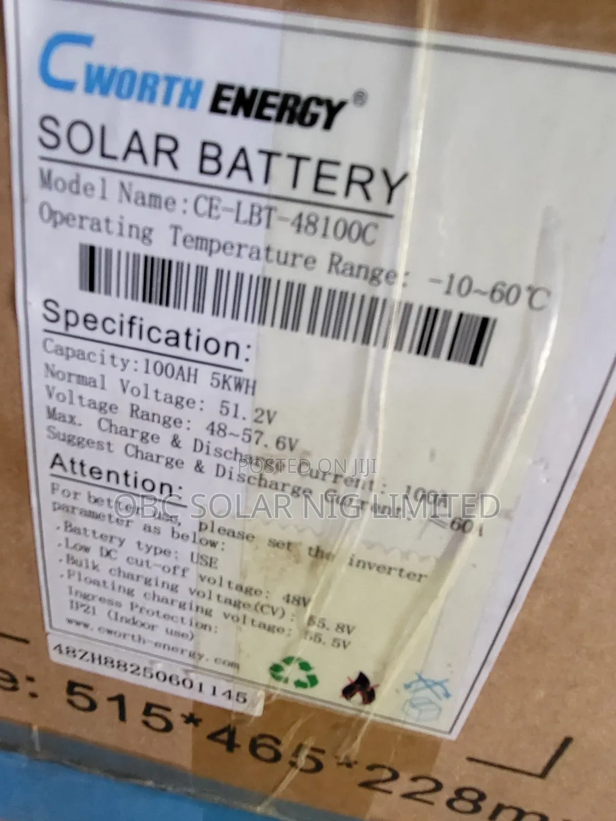 Original Cworth Lithium Battery 5kwh 48v