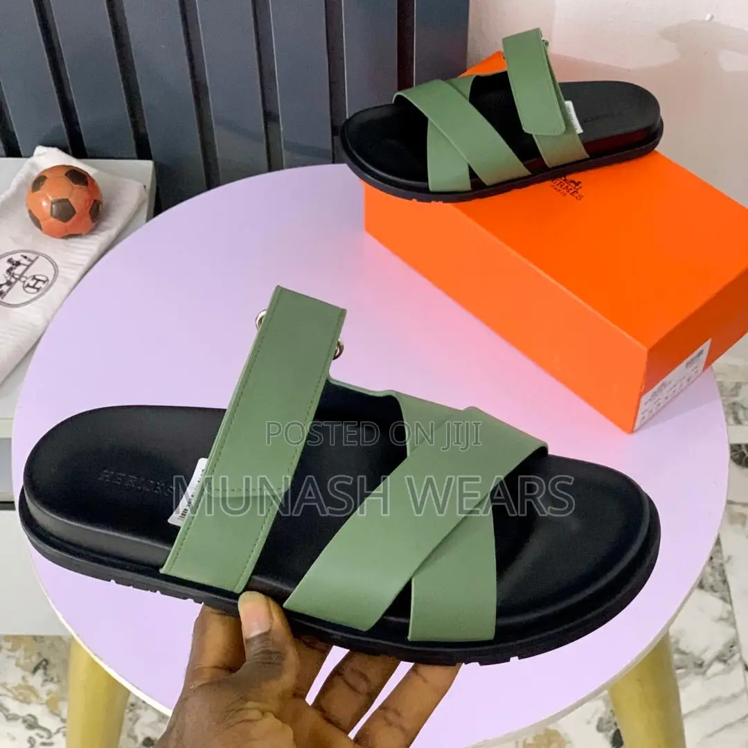 Hermes Leather Slipers 40-46 Available Green