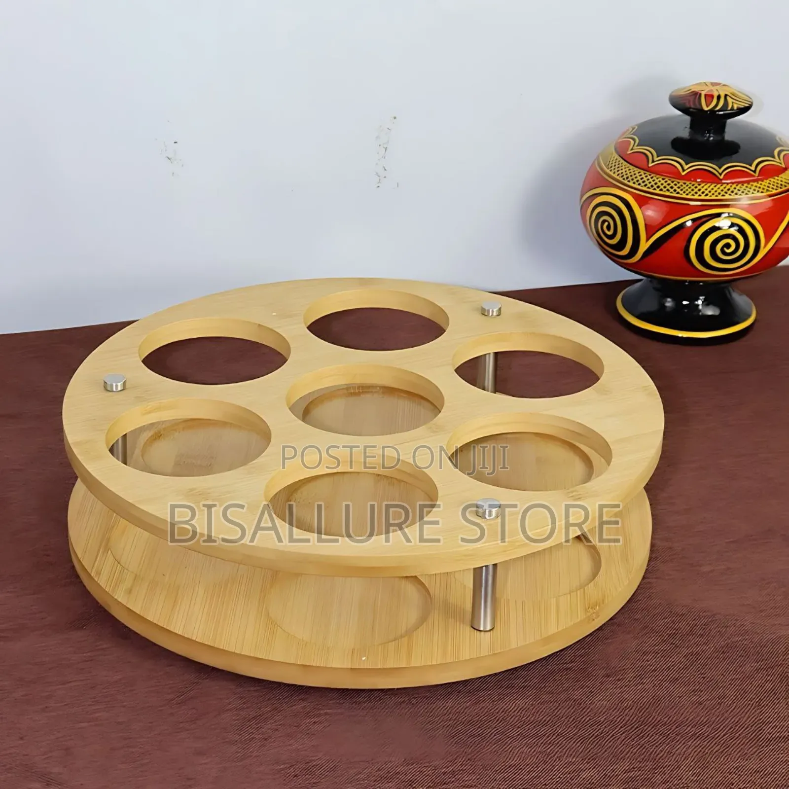 Wooden Tound Tequila Rack