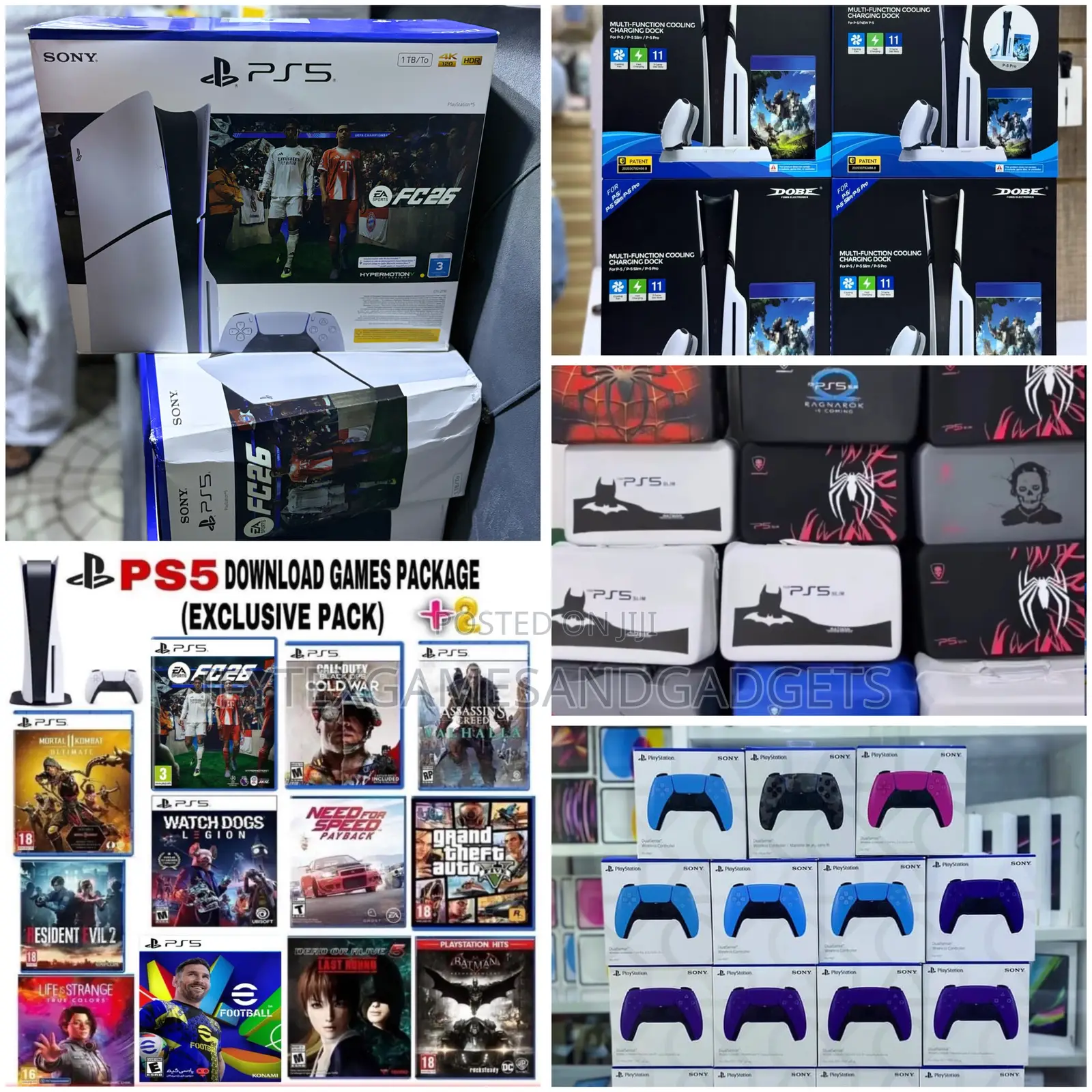 New Ps 5 Slim 1tb ,Extra Pad Games , Bag ,Cooling Stand