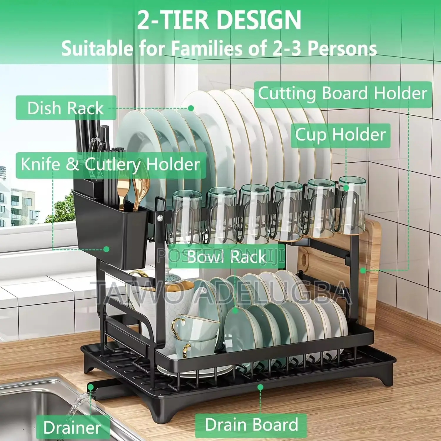 2 Tier Dish Draining Rack / Plate Rack
