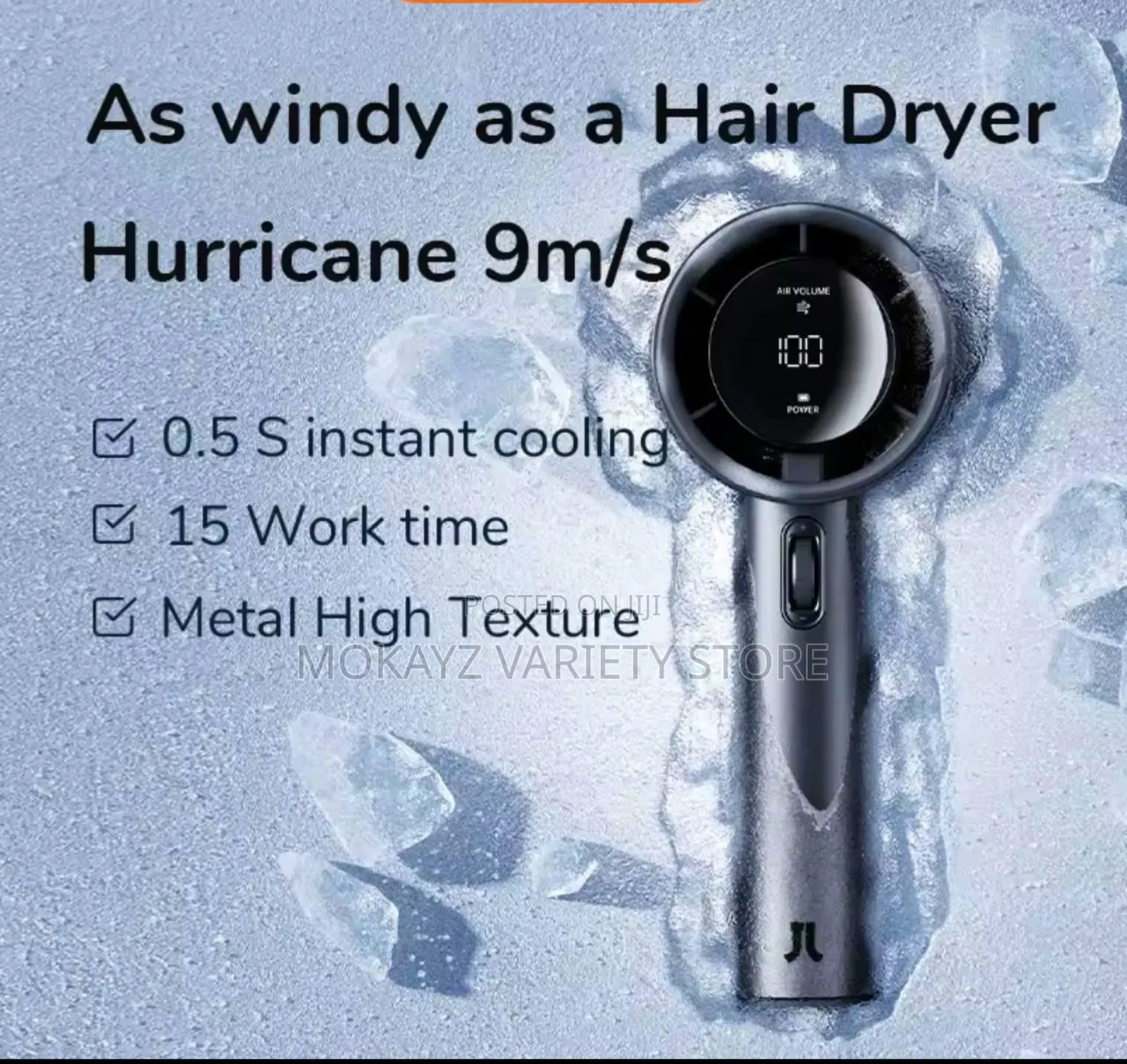 199-Speed Cooling Digital Display Rechargeable Handheld Fan
