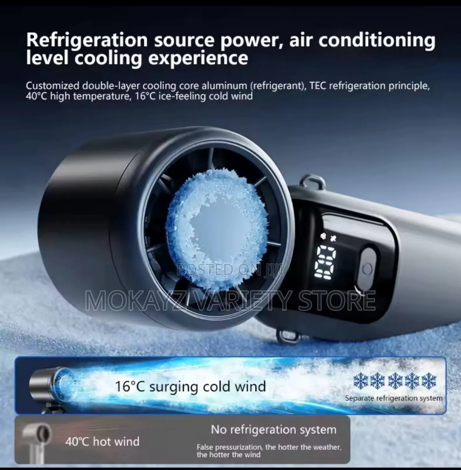 100-Speed Cooling Digital Display Foldable Rechargeable Handheld Fan