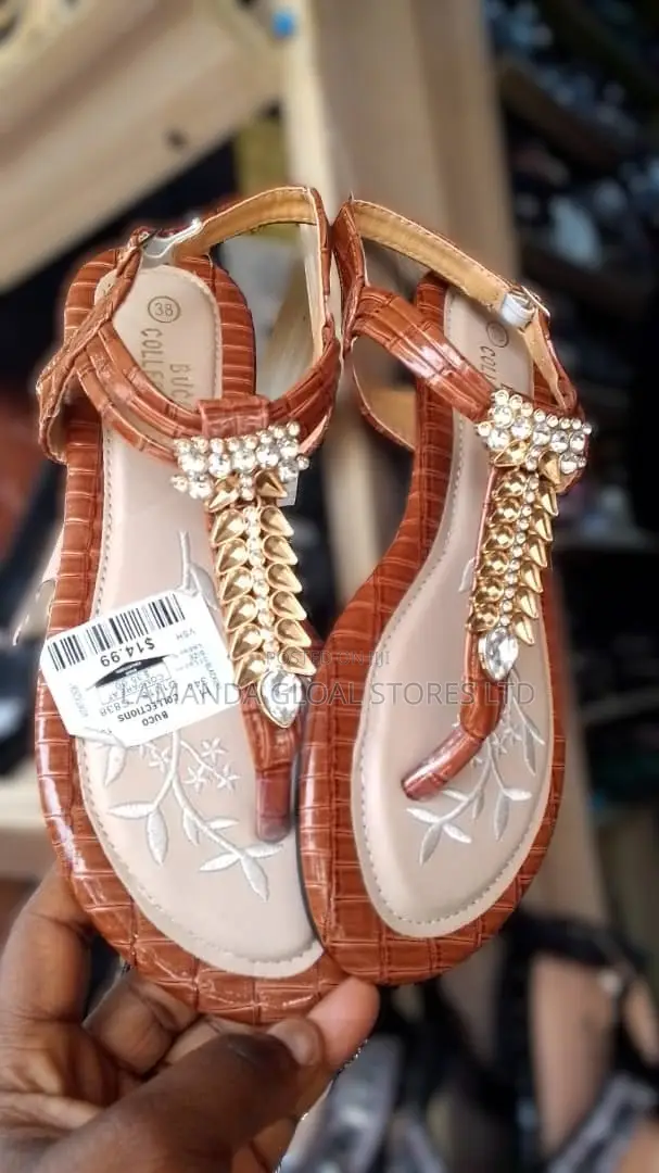 Ladies Brown Designed Sandals