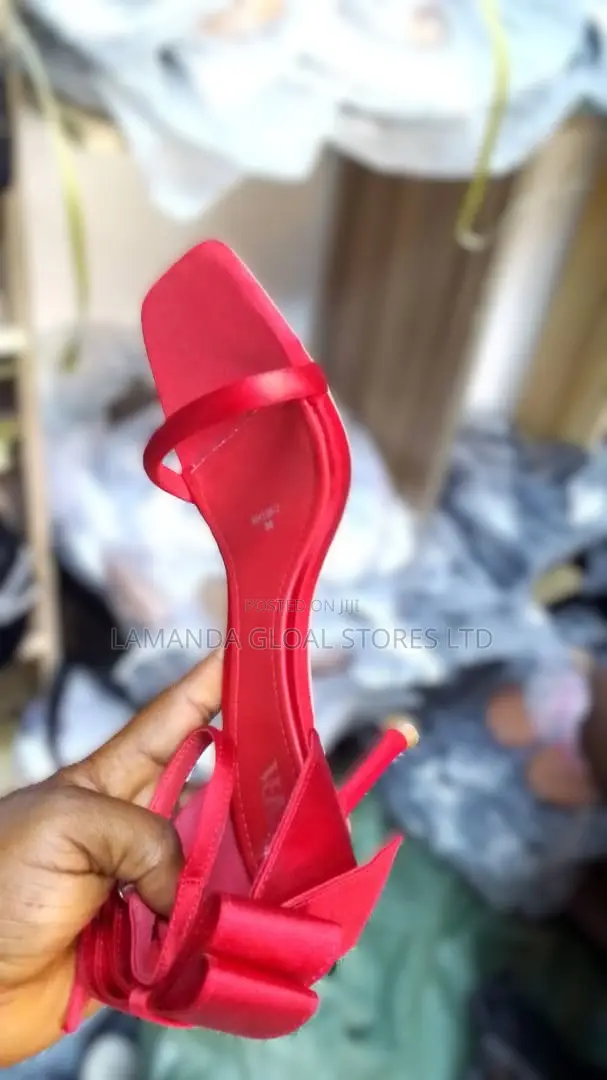 Ladies Red Sandal Heeled Shoe