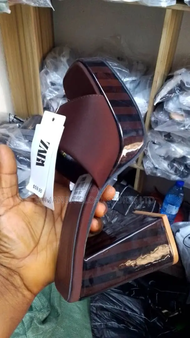 Ladies Chocolate Colored Wedge Heeled Shoe