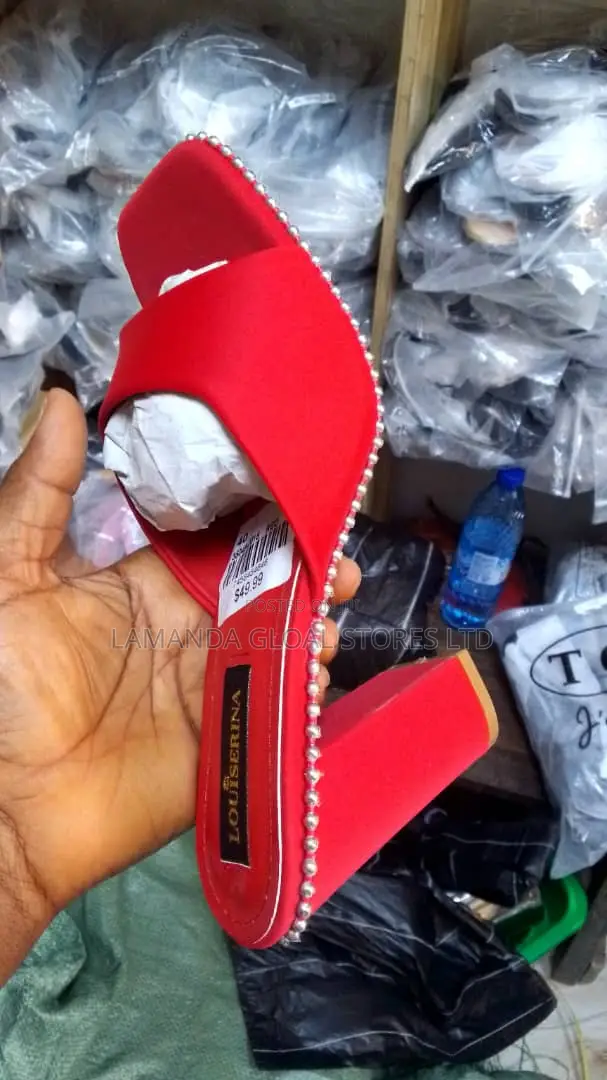 Ladies Red Wedge Heeled Shoes