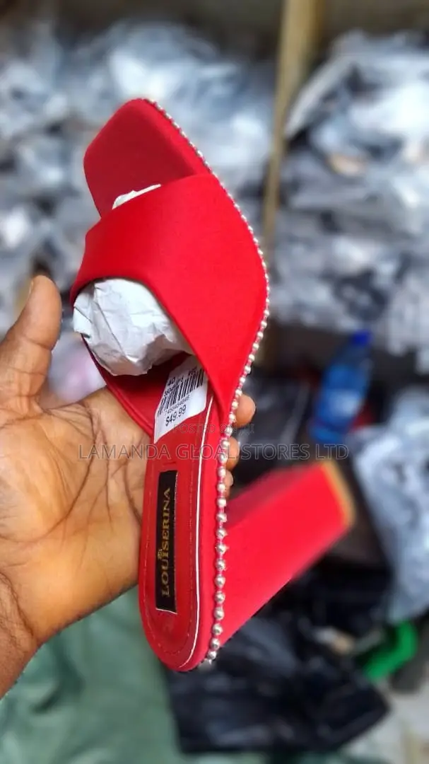 Ladies Red Wedge Heeled Shoes