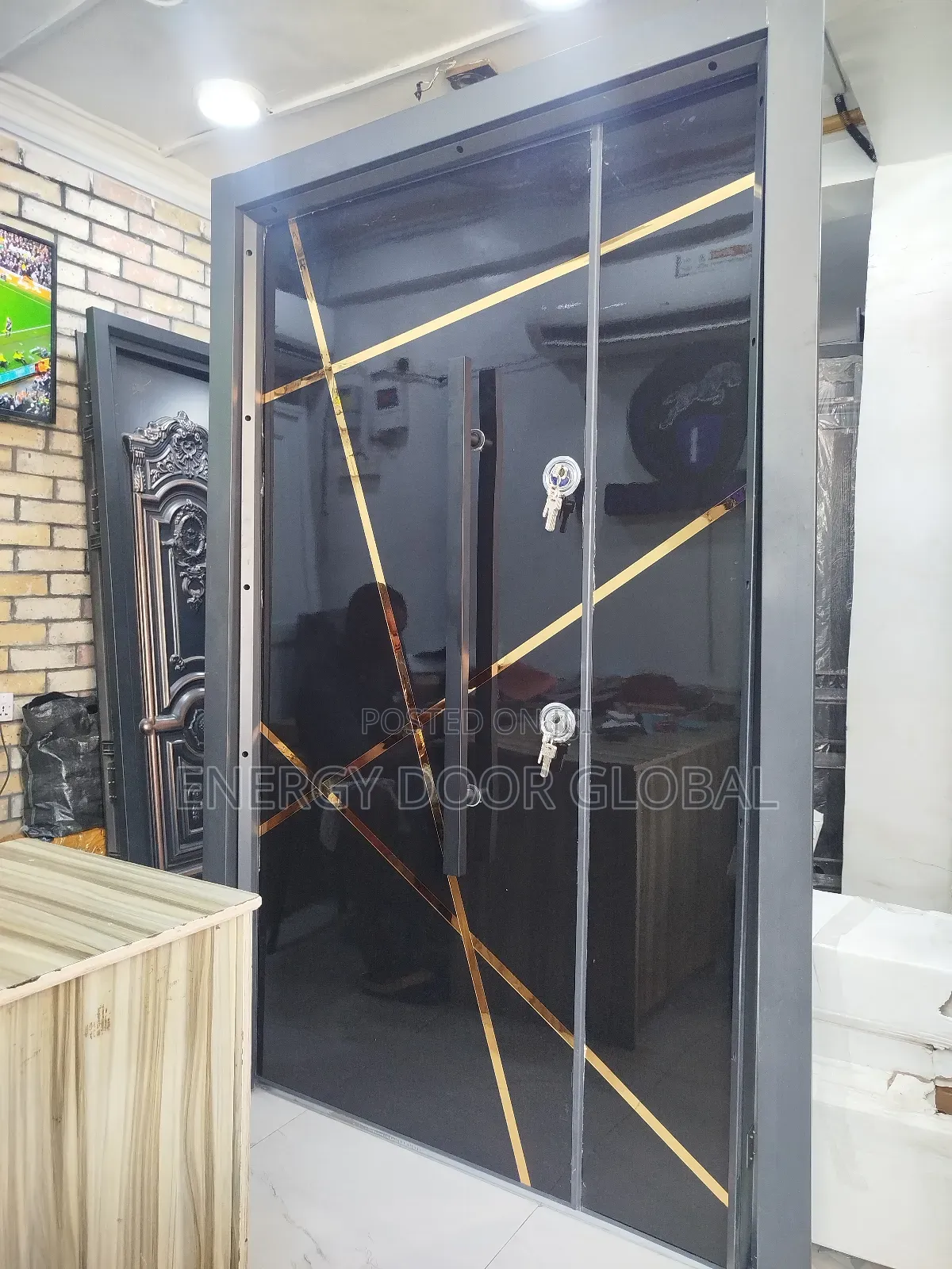 Black Gold Line Exquisite Turkey Door 4ft by 7ft Entrance Door