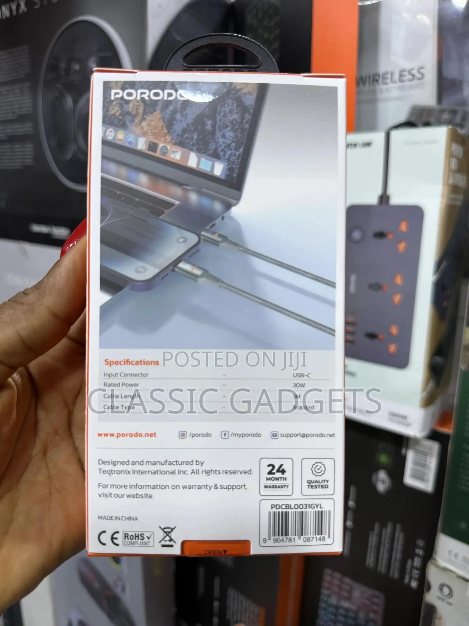 Porodo 30w Type-C to Lightning Braided 3m Cable