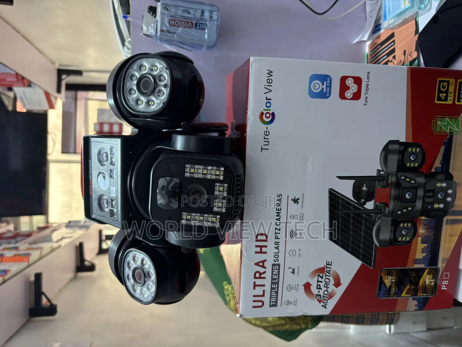 Ultra Hd Triple Lenses Solar Powered Camera