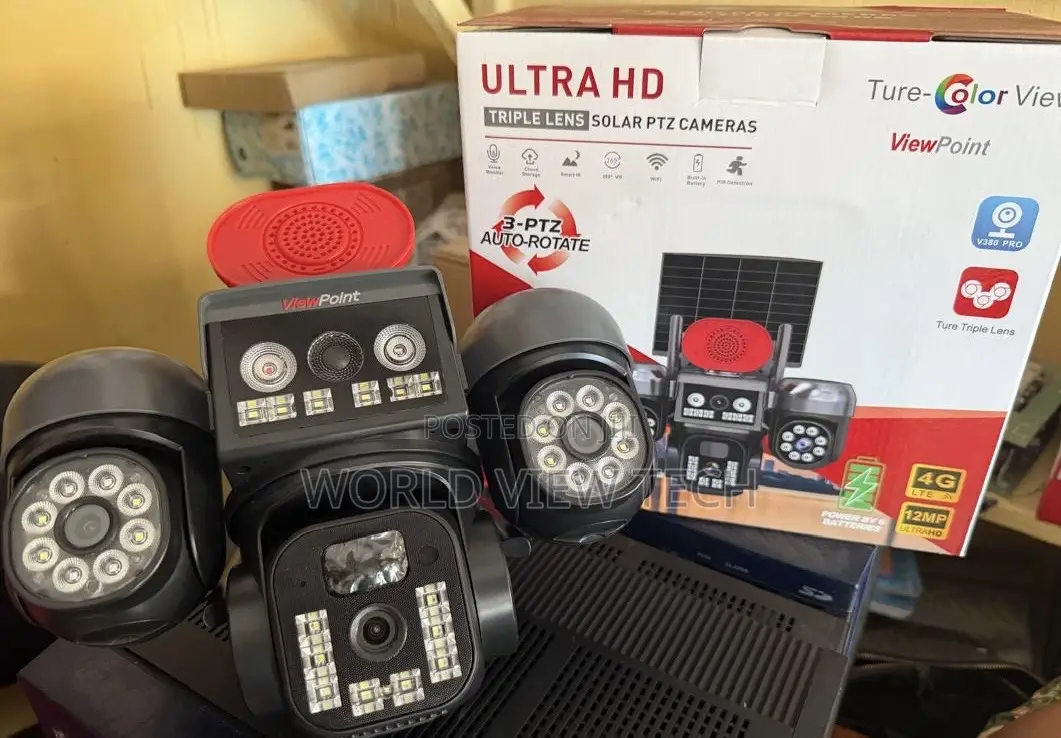 Ai Solar Rotating PTZ Camera Triple Lenses