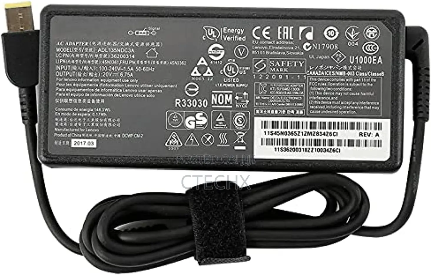 Replacement Laptop Ac Adapter for Lenovo (20v-6.75a) - 135w Usb