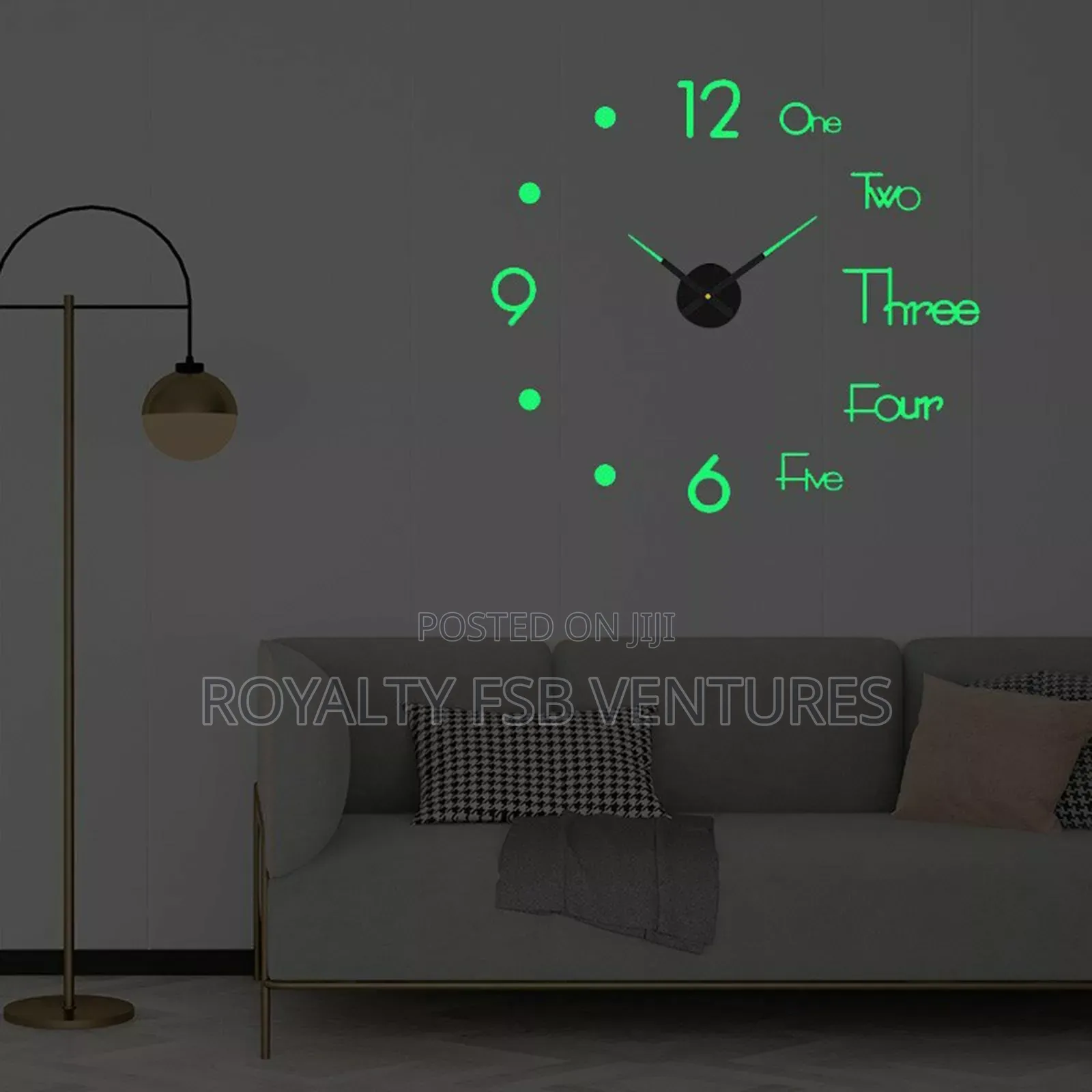 Wall Clock 120cm Glow in the Dark(Green)