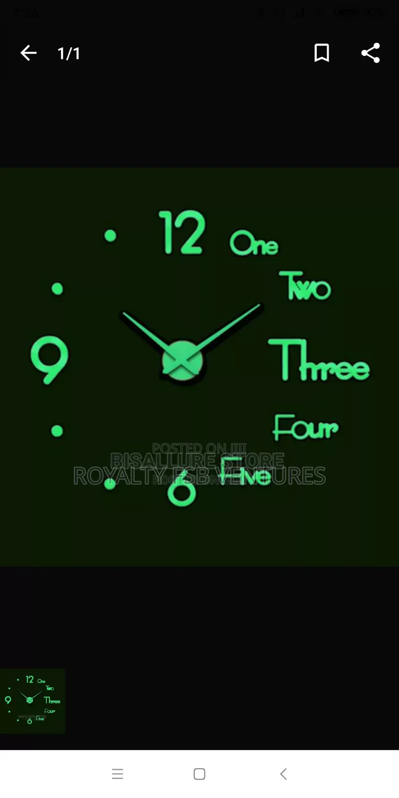 Wall Clock 120cm Glow in the Dark(Green)