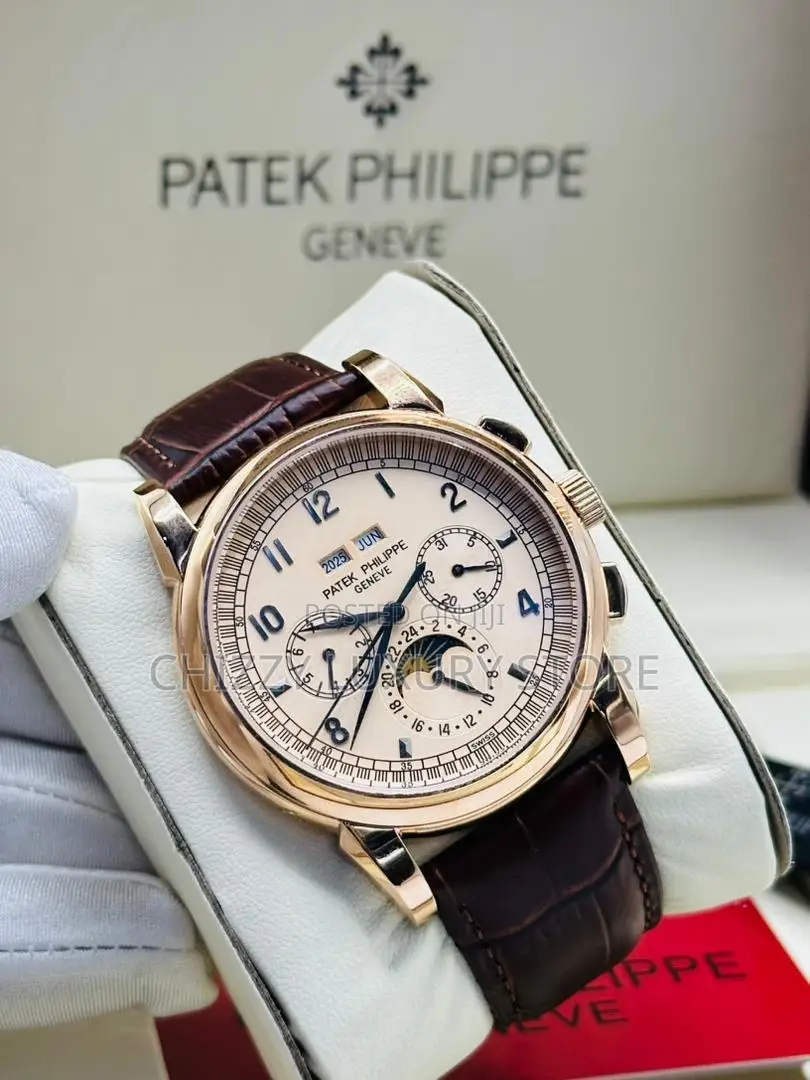 Patek Philippe Quality Luxury Men Genuine Leather Wristwatch