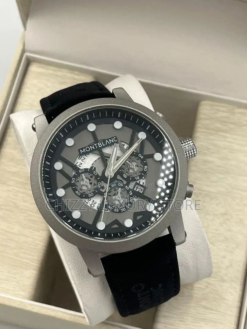Mont Blanc Quality Men Genuine Leather Wristwatch