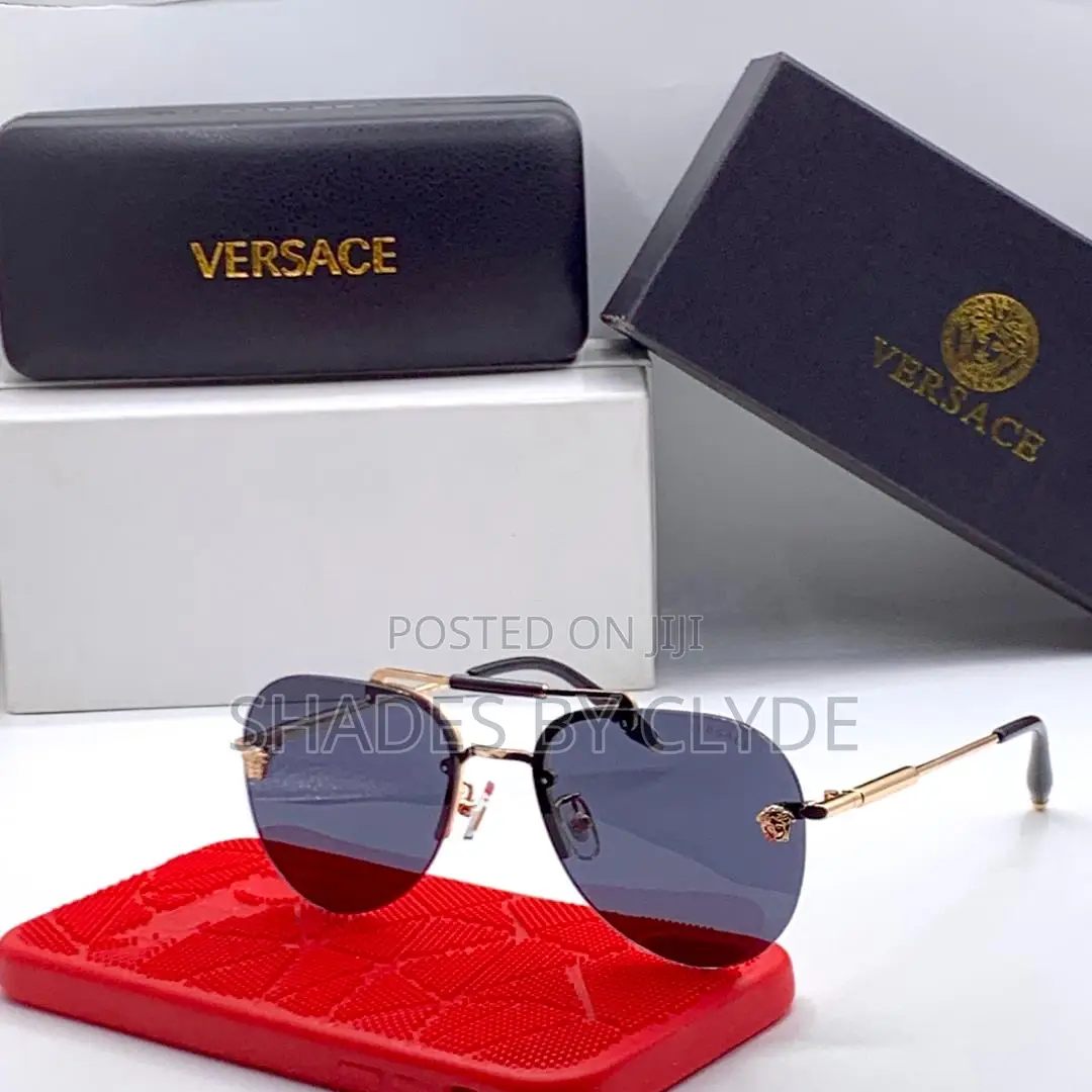 Authentic Versace Sunglasses-Black Frame, Rose-Tinted Lenses-Brand New