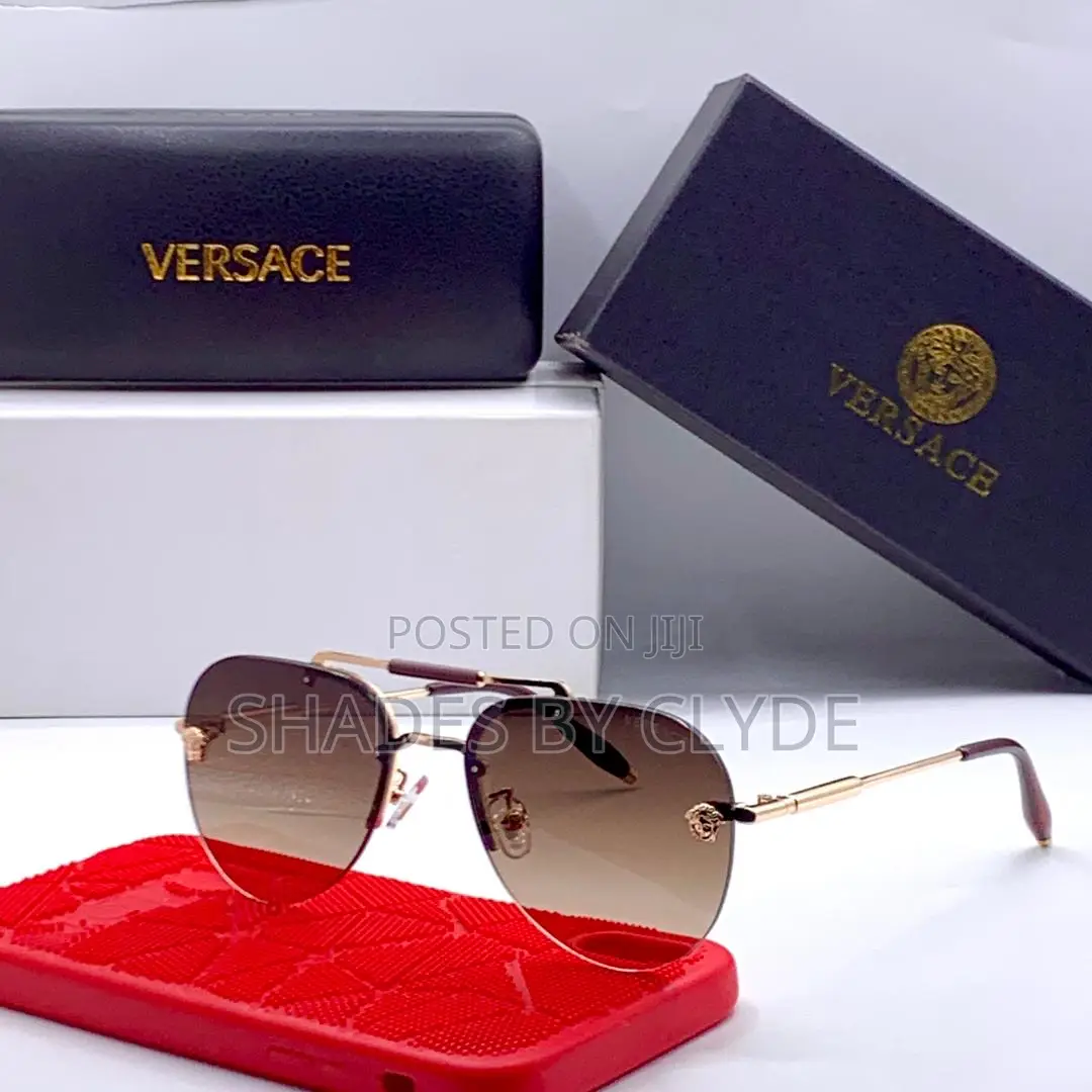 Authentic Versace Sunglasses-Black Frame, Rose-Tinted Lenses-Brand New