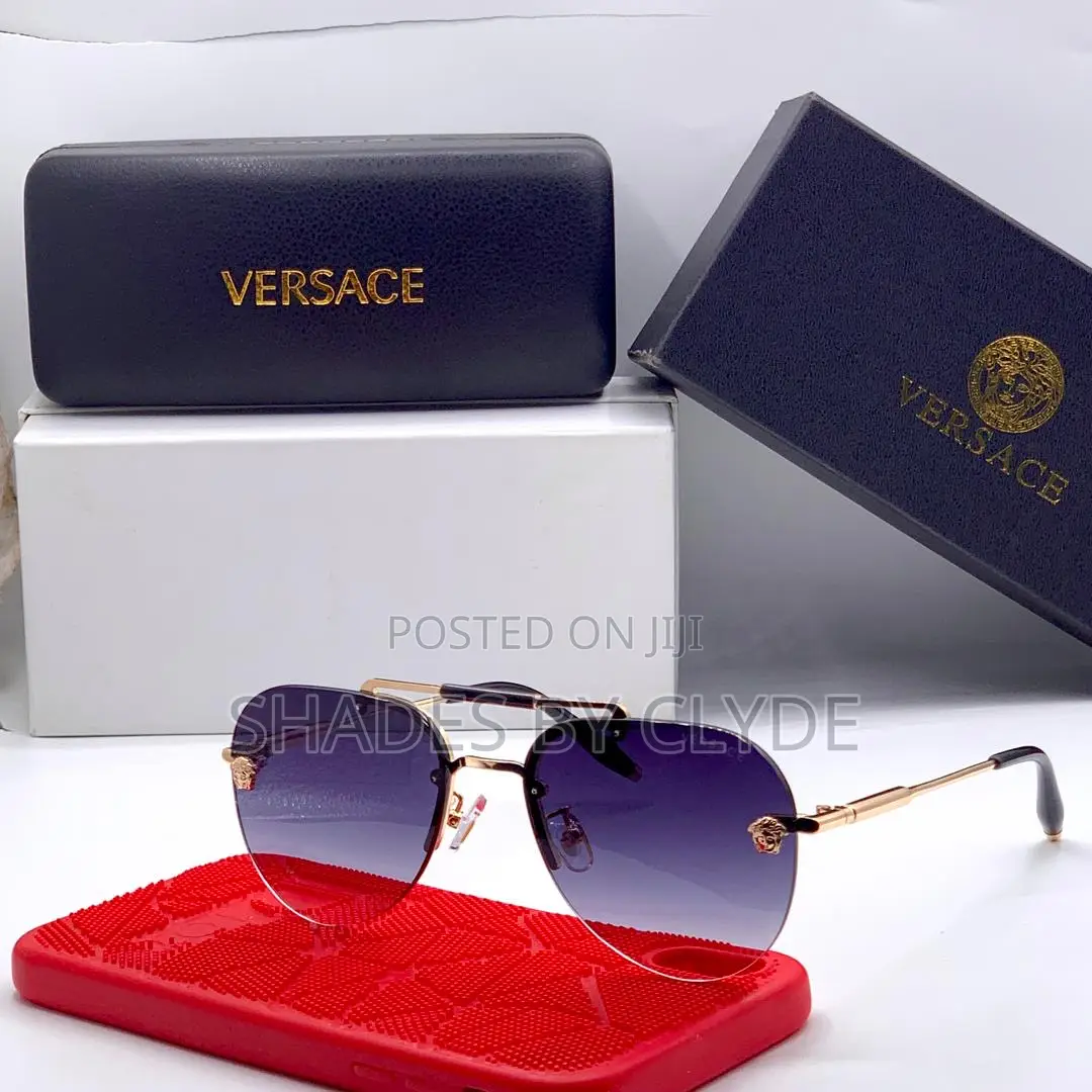 Authentic Versace Sunglasses-Black Frame, Rose-Tinted Lenses-Brand New