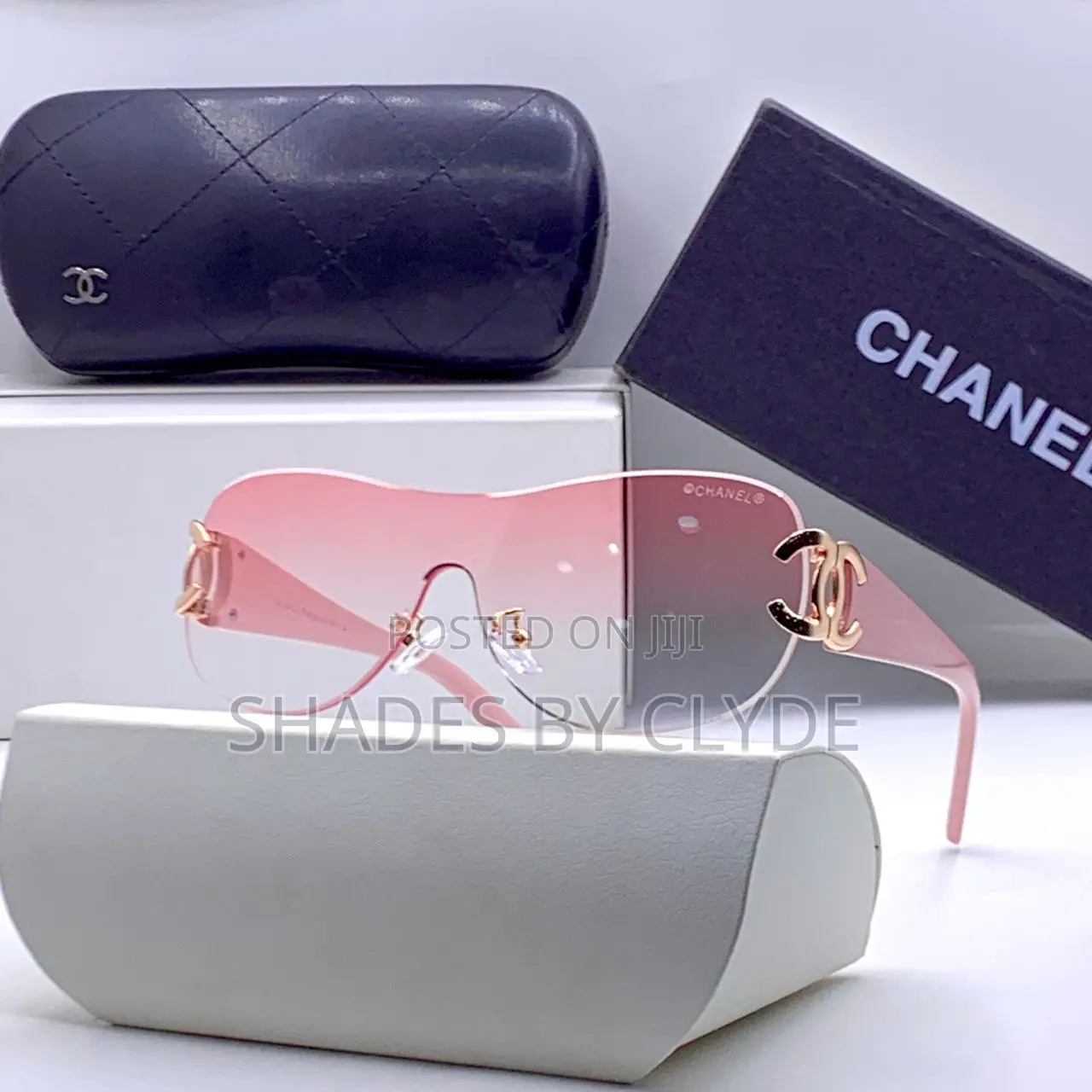 Chanel Sunglasses -Dark Blue Lenses, Gold Accents-New With Box Case!