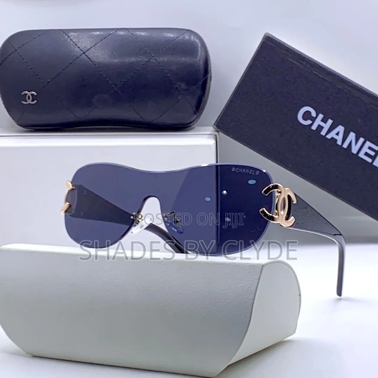 Chanel Sunglasses -Dark Blue Lenses, Gold Accents-New With Box Case!