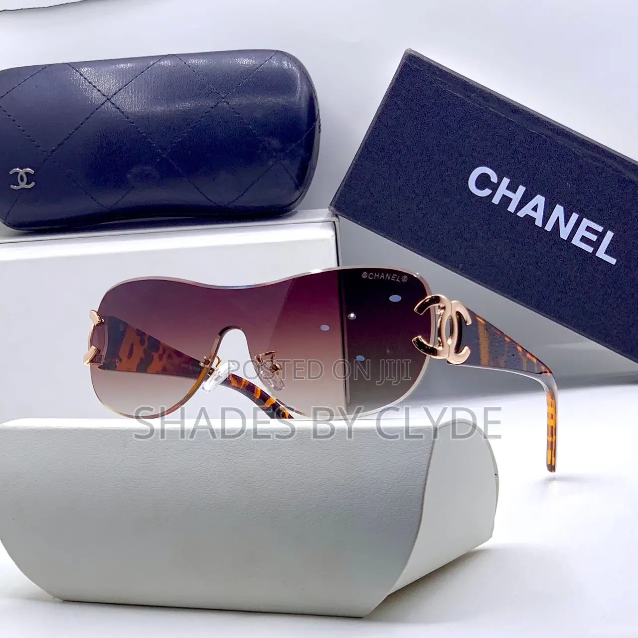 Chanel Sunglasses -Dark Blue Lenses, Gold Accents-New With Box Case!