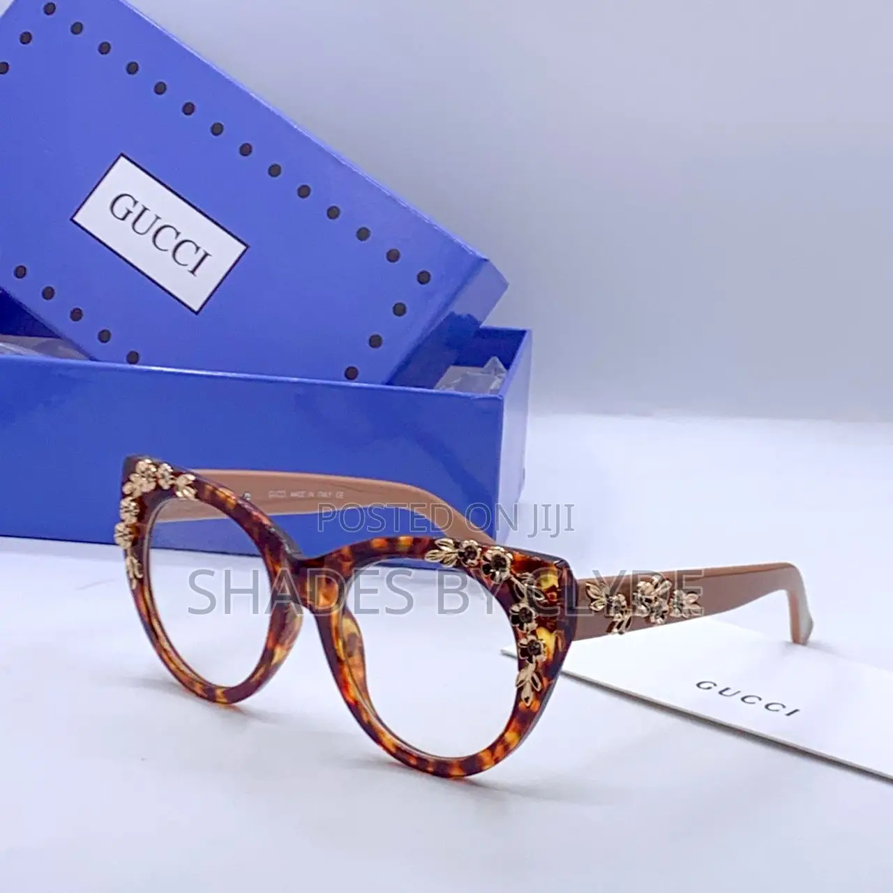 Gucci Eyeglasses - Gold Floral Accents - New With Case Card!