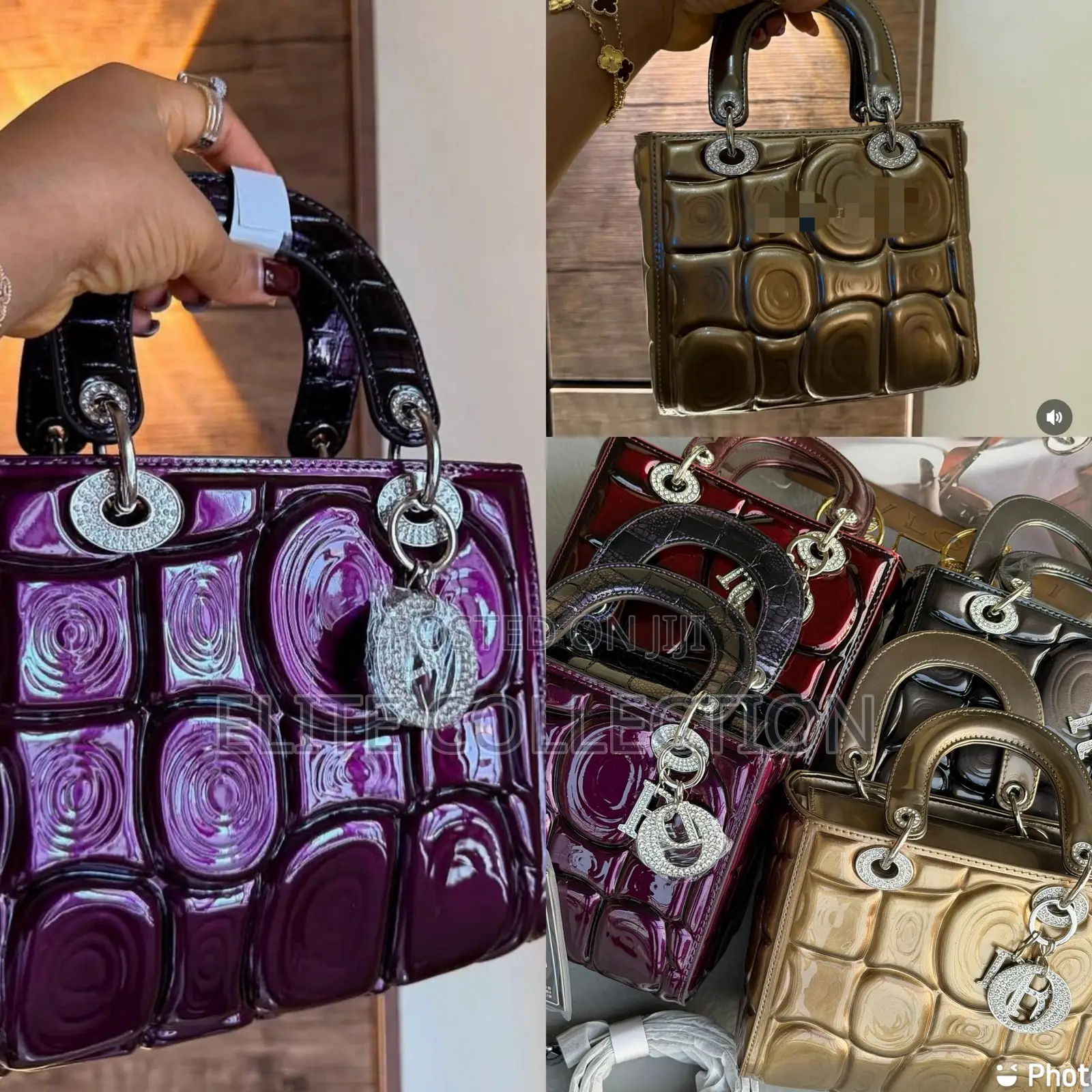 Luxury Vintage Stock Glossy Leather Bag Gold • Purple •