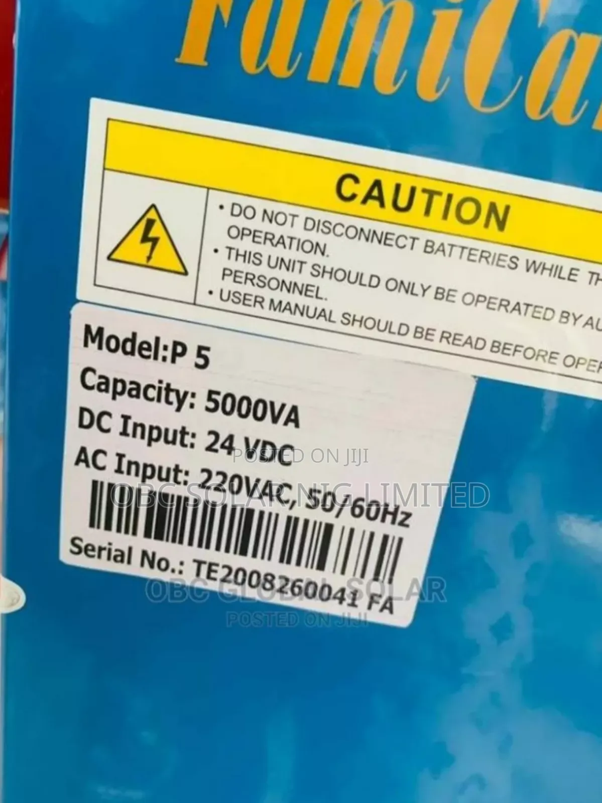 Original Famicare Solar Inverter 5kva 48v