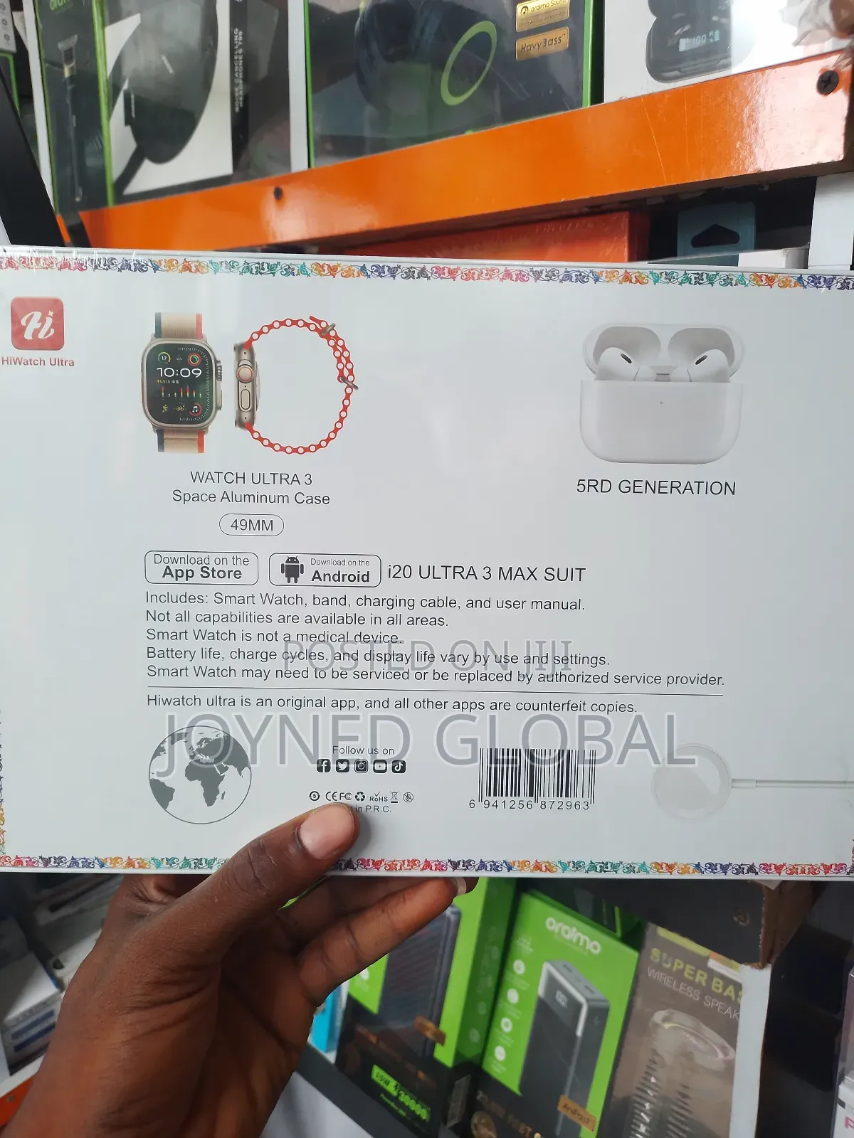 I20 Ultra 3 Smartwatch With Earbud And 10 Straps , Gold Chain Inclu