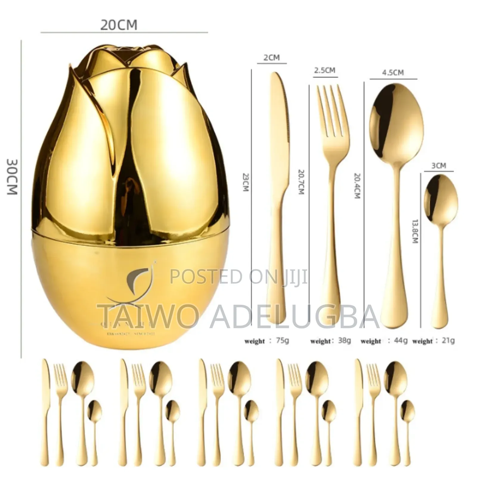 24 Pieces Golden Stainless Steel Cutlery