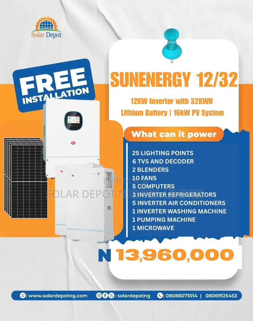 Itel 12kw Inverter/32kwh Lithum Battery Solar Package