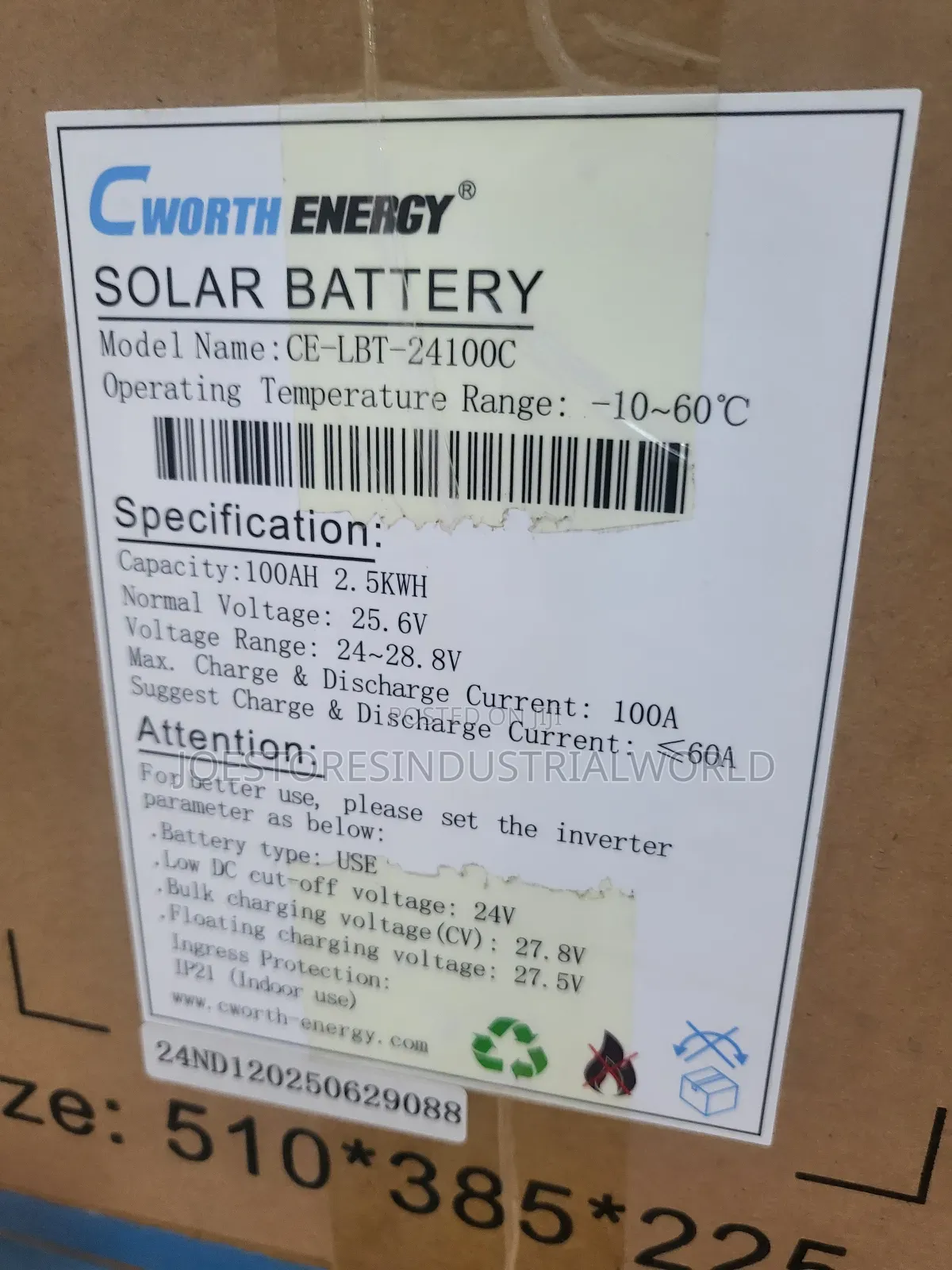 Cworth Energy 2.5kwh Lithium Battery 24v