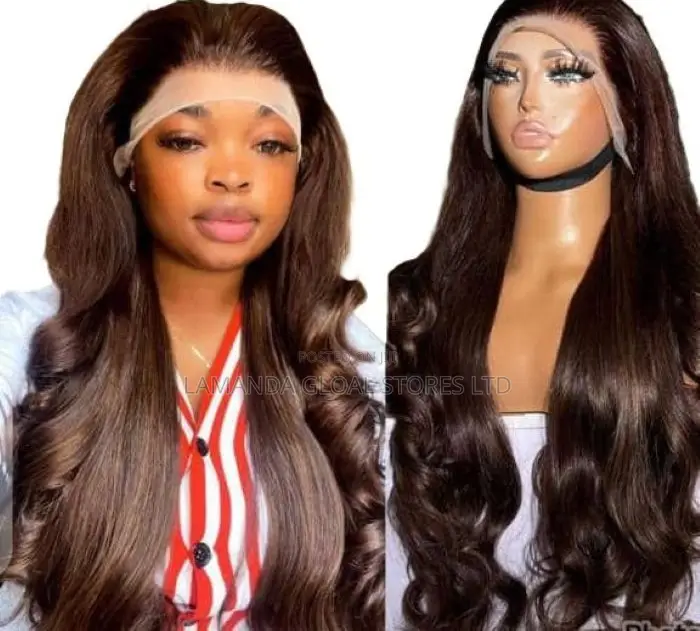 Full Frontal Spiral Bodywave Human Hair 28'inches Chestnut Brown Wig
