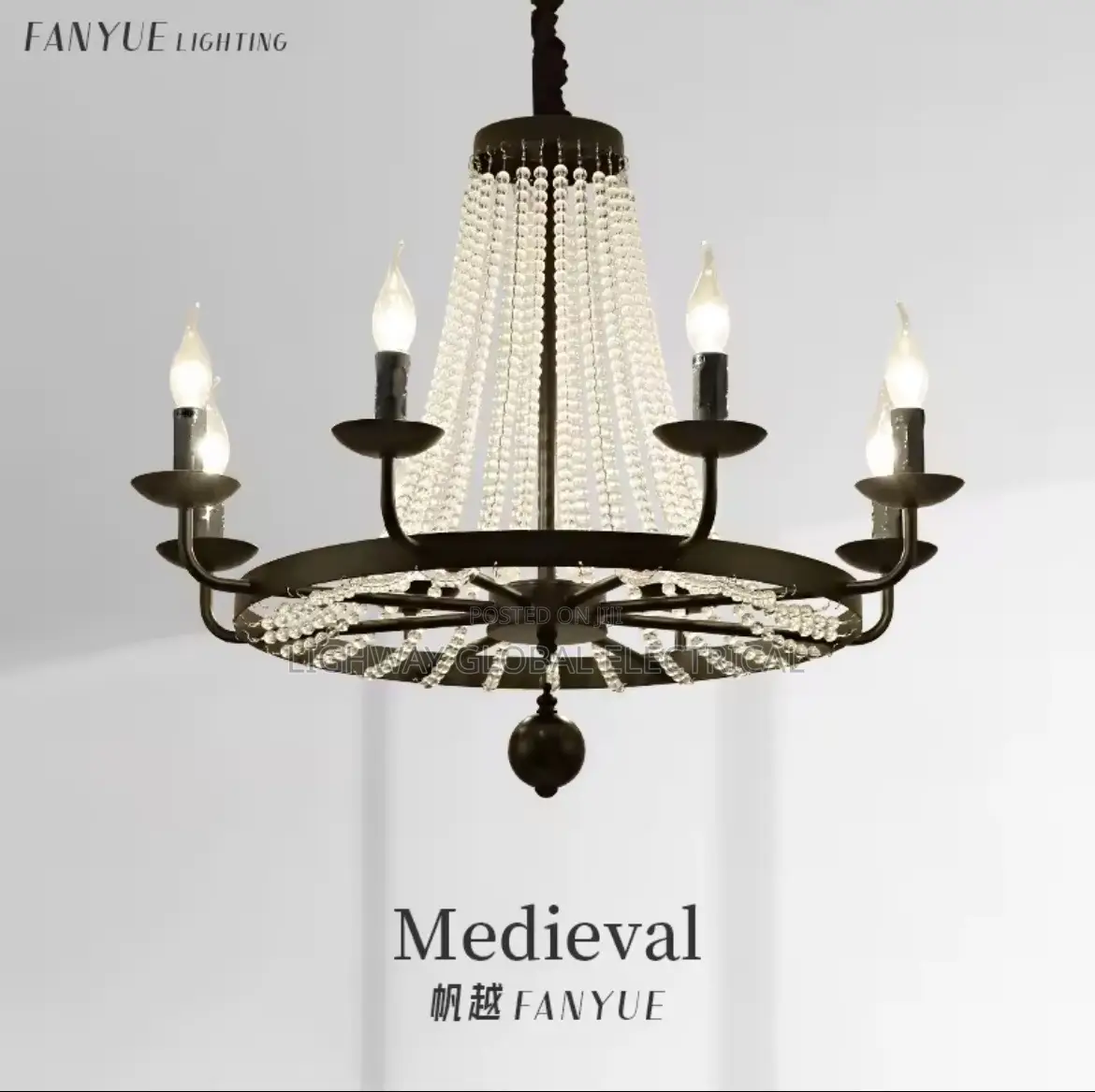 American Retro Medieval Crystal Candle Romantic Chandelier