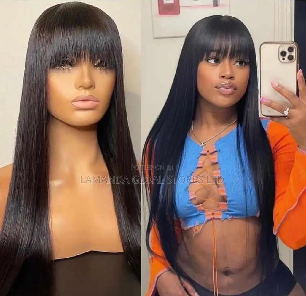 Silky Straight Fringe Human Hair Wig 30'inches