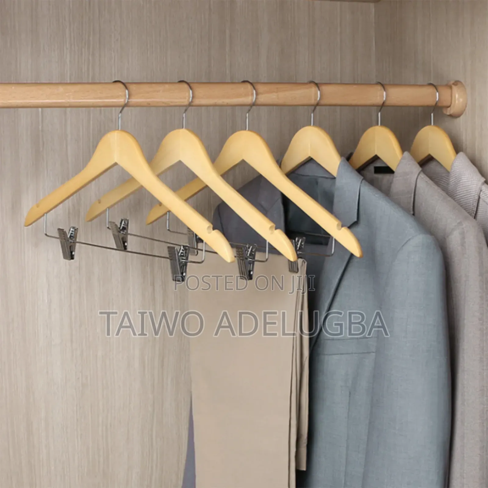 Wooden Hanger With Clips