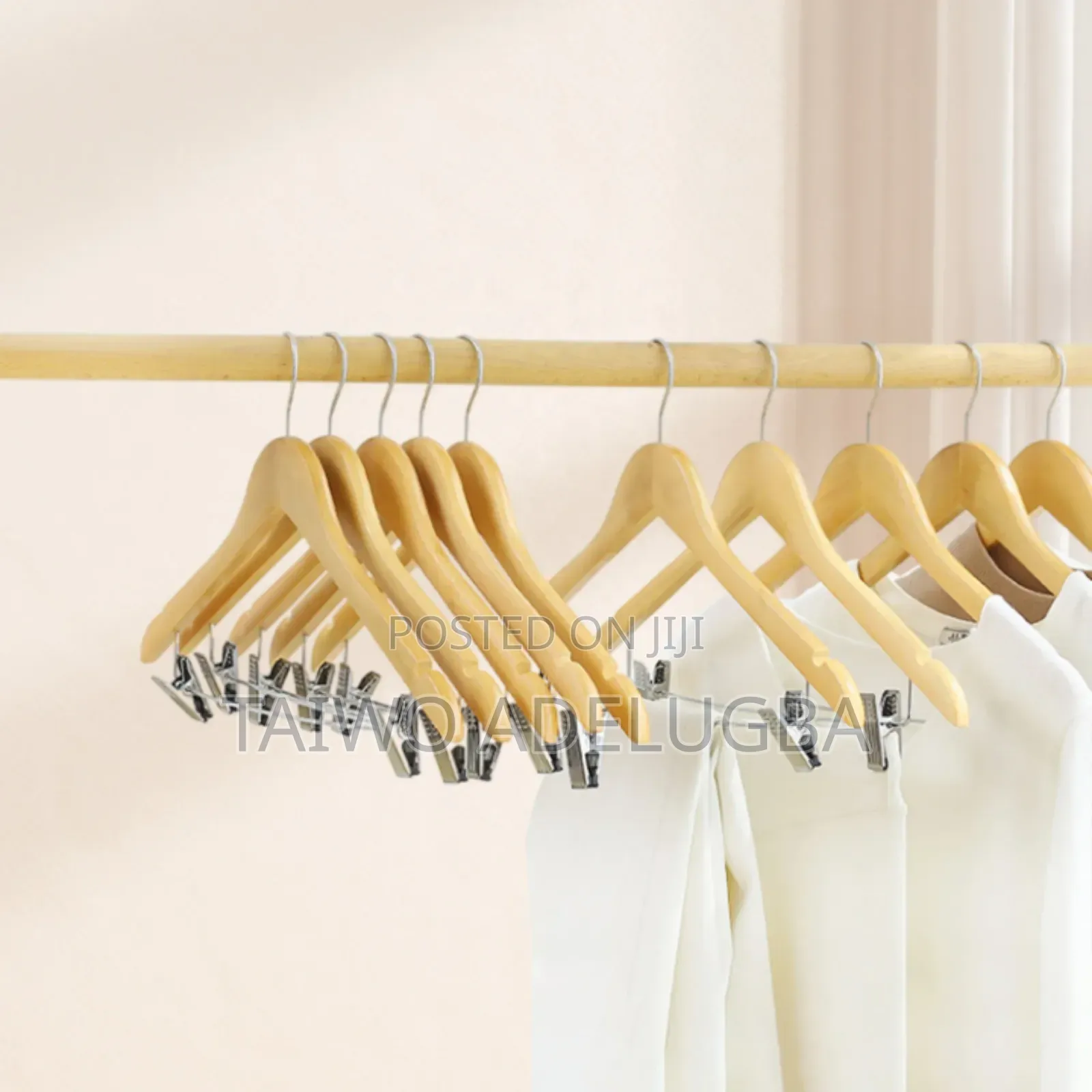 Wooden Hanger With Clips