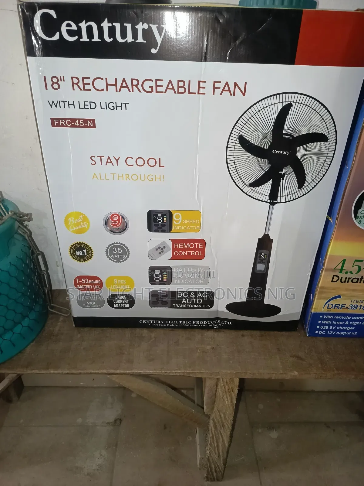 Century Rechargeable Fan Black