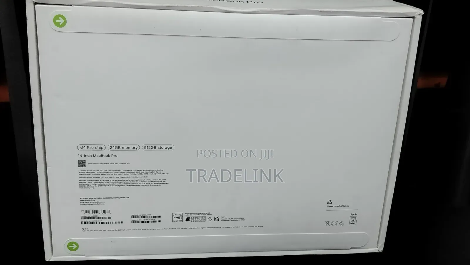 New Apple MacBook Pro 2024 M4 Pro 14-Inch 24GB Apple M4 Pro SSD 512GB