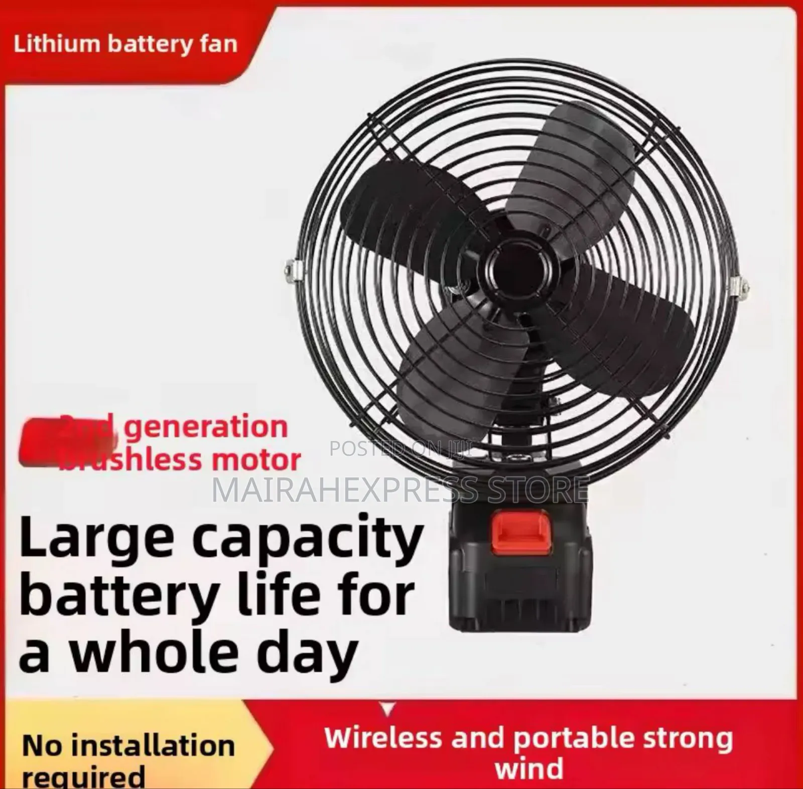 Portable Wireless Rechargeable Camping Fan With 2 Batteries
