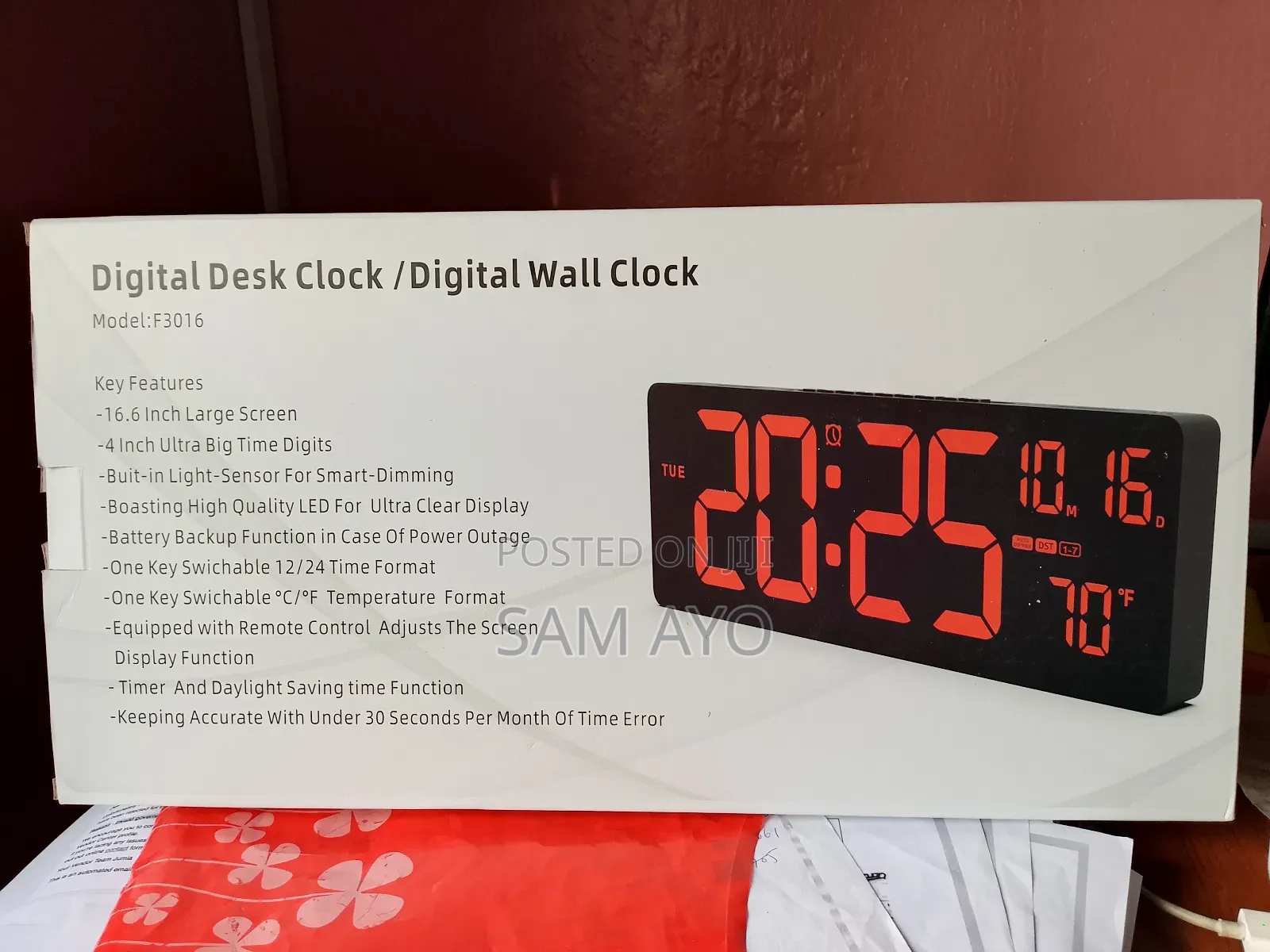 16 Inch Digital Wall Clock (Desk )With Rbg Light And Remote Control