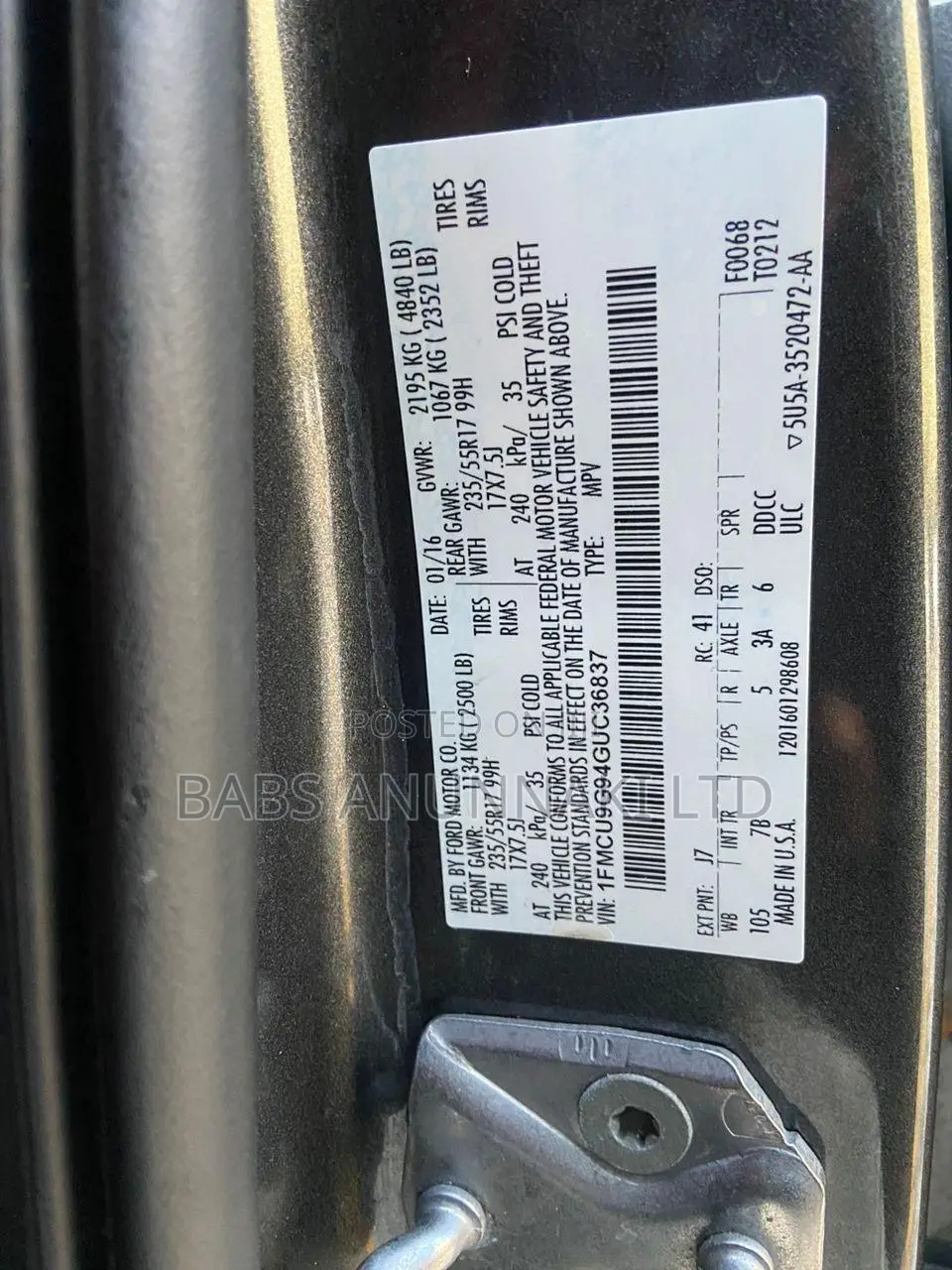 Ford Escape 2016 Gray