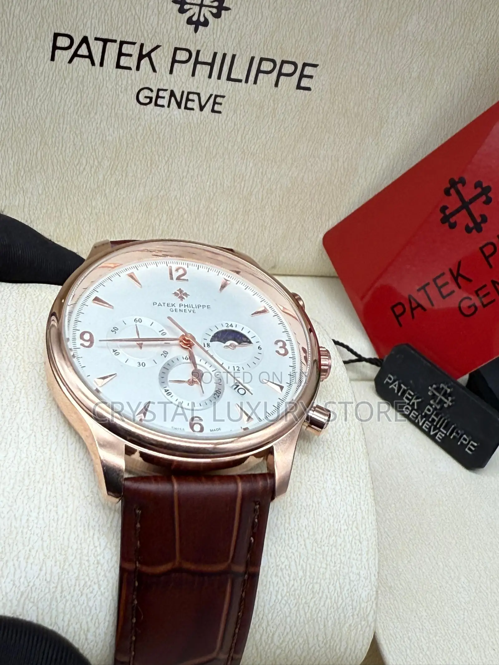 Patek Philippe Quality Luxury Men Genuine Leather Wristwatch
