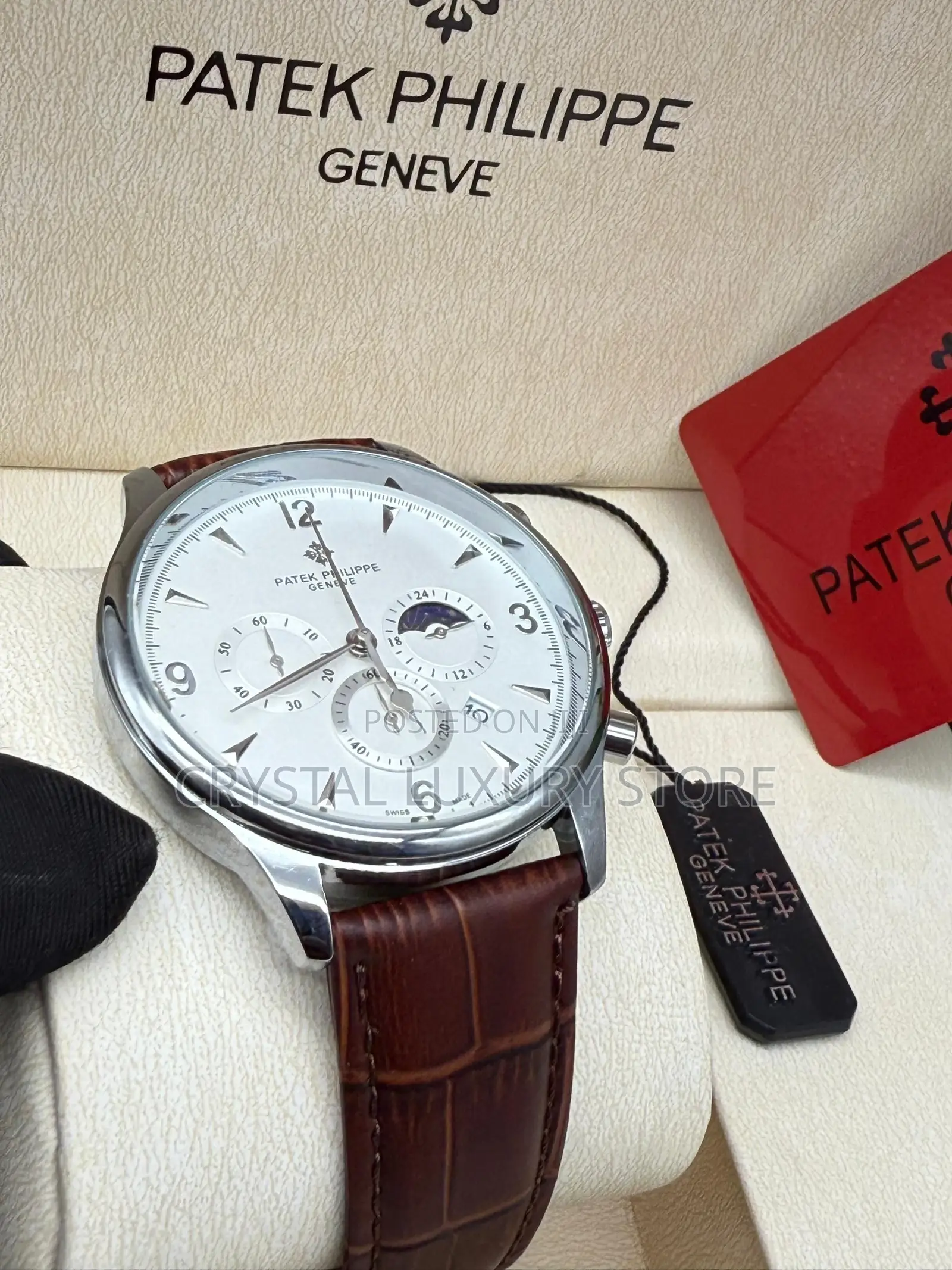 Patek Philippe Quality Luxury Men Genuine Leather Wristwatch