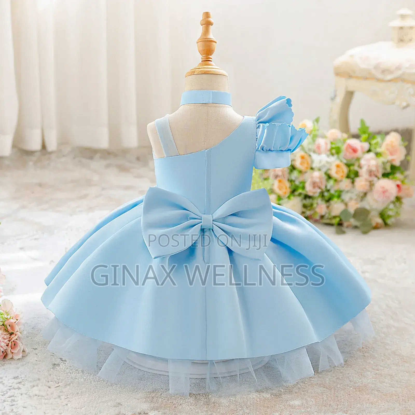 One-Shoulder Baby Dress With Puffed Off-Shoulder Sleeve